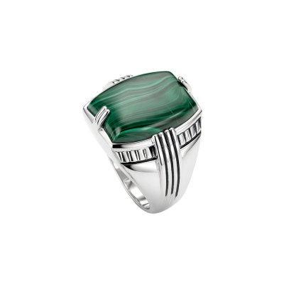Sterling Silver Malachite Men's Ring