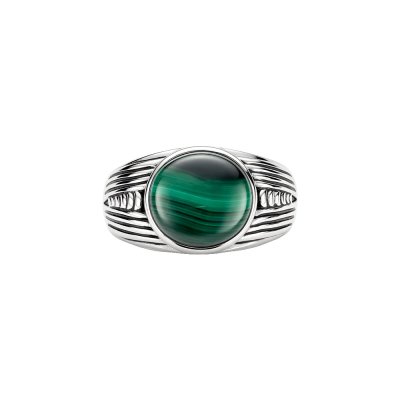 Sterling Silver Malachite Men's Ring