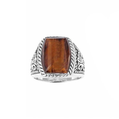 Sterling Silver Tiger's eye Men's Ring