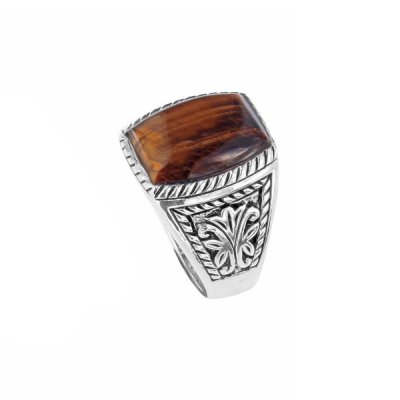 Sterling Silver Tiger's eye Men's Ring