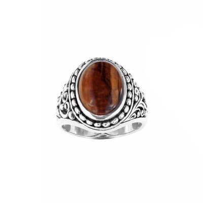 Sterling Silver Tiger's eye Men's Ring