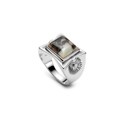 Sterling Silver Zebra Jasper Men's Ring