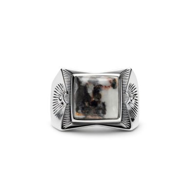 Sterling Silver Zebra Jasper Men's Ring