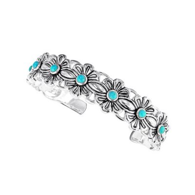 Sterling Silver Turquoise Cuff  Bangle 7.5 Inches