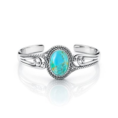 Sterling Silve Turquoise Cuff Bangle 7.5 Inch