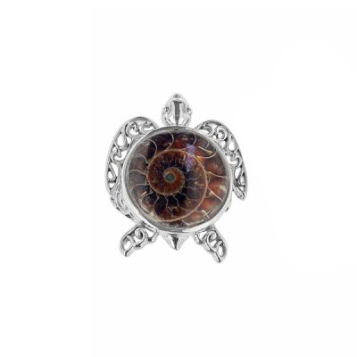 Sterling Silver Ammonite Shell Turtle Ring