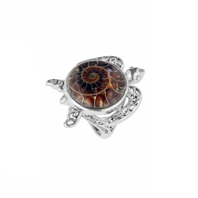 Sterling Silver Ammonite Shell Turtle Ring