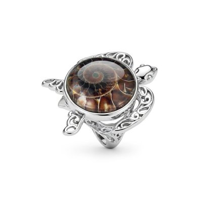 Sterling Silver Ammonite Shell Turtle Ring