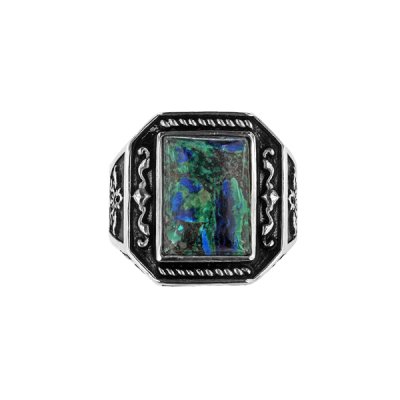 Sterling Silver Azurite Malachite Men's Ring