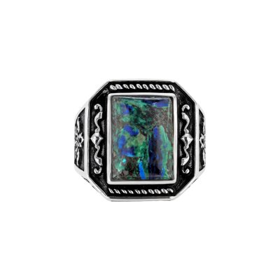 Sterling Silver Azurite Malachite Men's Ring