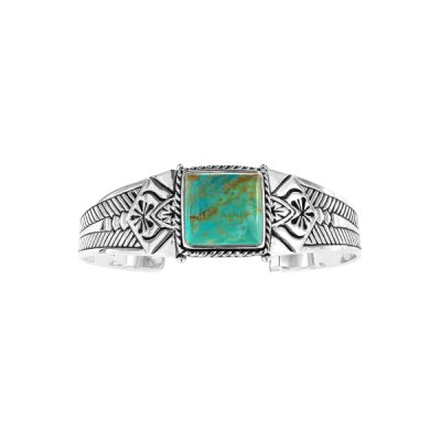 Sterling Silver Turquoise Cuff Bangle 8 Inches