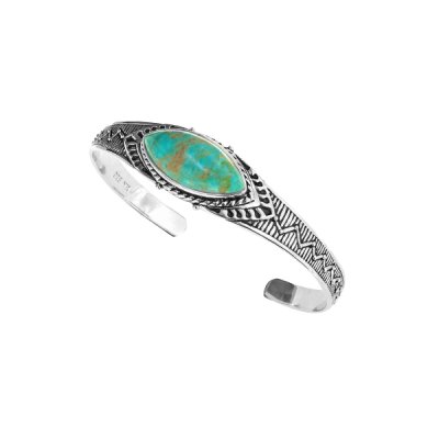 Sterling Silver Turquoise Cuff Bangle 8 Inches