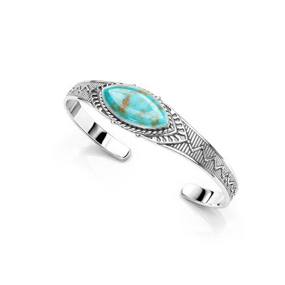 Sterling Silver Turquoise Cuff Bangle 8 Inches