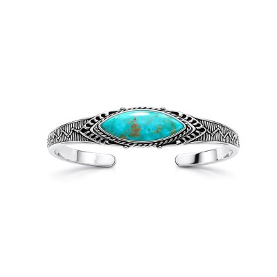 Sterling Silver Turquoise Cuff Bangle 8 Inches