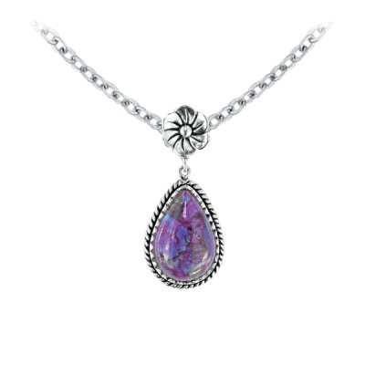 Sterling Silver Purple Turquoise Pendant With Chain 18 Inches