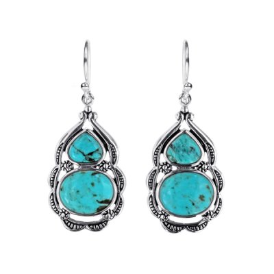 Sterling Silver Blue Kingman Turquoise Earrings