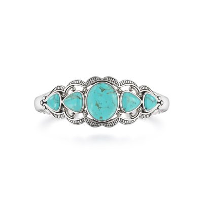 Sterling Silver Blue Kingman Turquoise Cuff Bangle 7.5 Inches