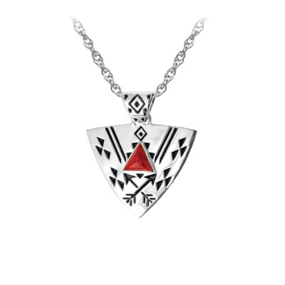 Sterling Silver Coral Shield