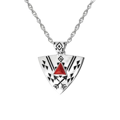 Sterling Silver Coral Shield