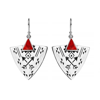 Sterling Silver Coral Shield