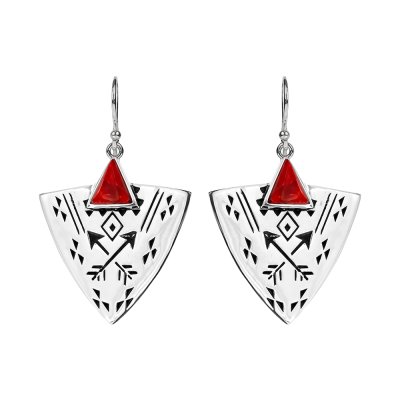 Sterling Silver Coral Shield