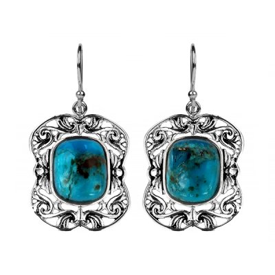 Sterling Silver Blue Kingman Turquoise Earrings