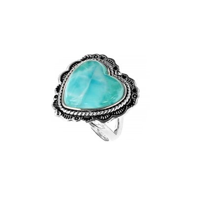 Sterling Silver Larimar Heart  Ring