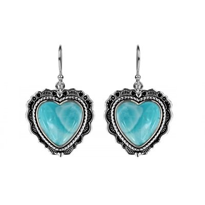 Sterling Silver Larimar Heart  Earrings
