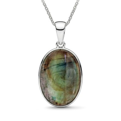 Sterling Silver Labradolite Pendant with Chain 18 Inches