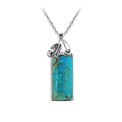 Sterling Silver Turquoise Pendant with Chain 18 Inches