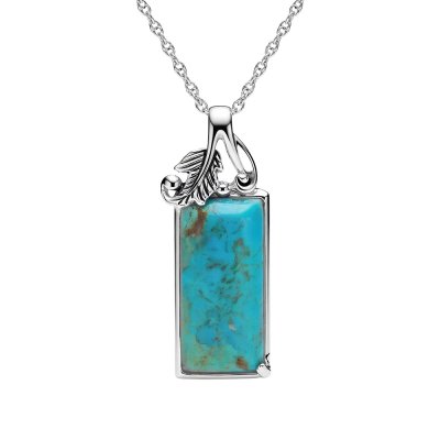 Sterling Silver Turquoise Pendant with Chain 18 Inches