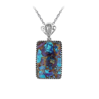 Sterling Silver Purple Turquoise  Pendant with Chain 18 Inches