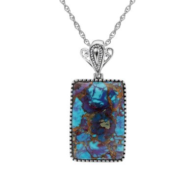 Sterling Silver Purple Turquoise  Pendant with Chain 18 Inches