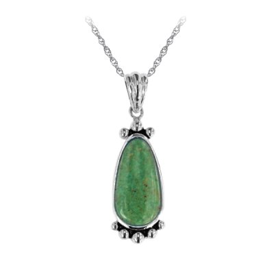 Sterling Silver Turquoise Pendant with Chain 18 Inches