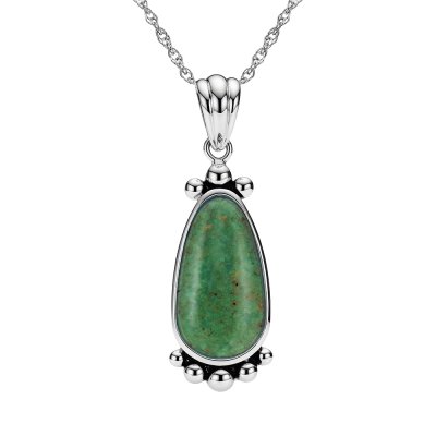 Sterling Silver Turquoise Pendant with Chain 18 Inches