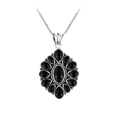 Sterling Silver Black Onyx Pendant With Chain 18 Inches
