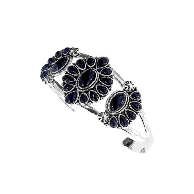 Sterling Silver Black Onyx Cuff Bangle 7.5 Inch