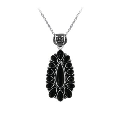 Sterling Silver Black Onyx Pendant With Chain 18 Inches
