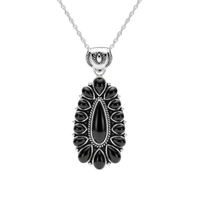 Sterling Silver Black Onyx Pendant With Chain 18 Inches
