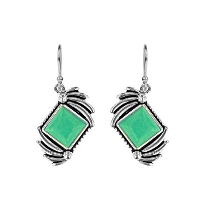 Sterling Silver Green Kingman Turquoise  Earrings