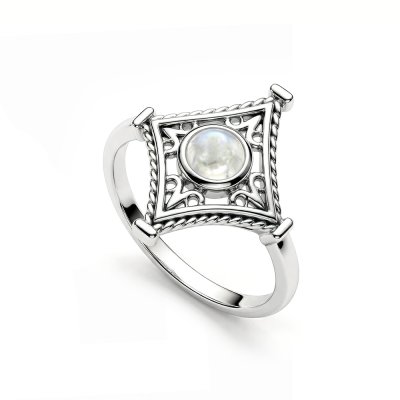 Sterling Silver Rainbow Moonstone Ring