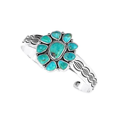 Sterling Silver Turquoise Cuff Bangle 7.5 Inches