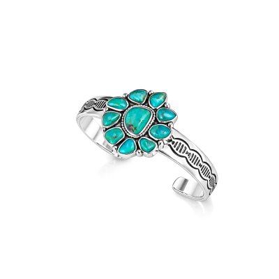 Sterling Silver Turquoise Cuff Bangle 7.5 Inches
