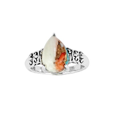 Sterling Silver Spiny Oyster With Turquoise Ring