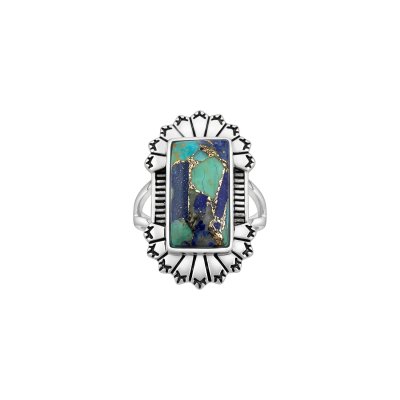Blended Turquoise & Lapis Lazuli Sterling Silver Ring