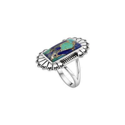 Blended Turquoise & Lapis Lazuli Sterling Silver Ring