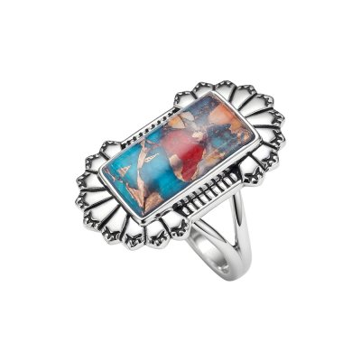 Sterling Silver Spiny Oyster With Turquoise Ring