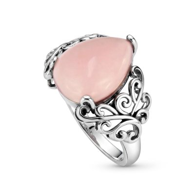 Sterling Silver Pink Peruvian Opal Ring