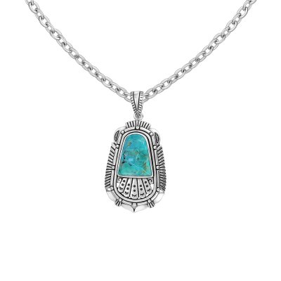 Sterling Silver Turquoise Pendant With Chain 18 Inches