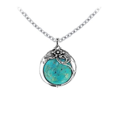 Sterling Silver Turquoise Pendant With Chain 18 Inches